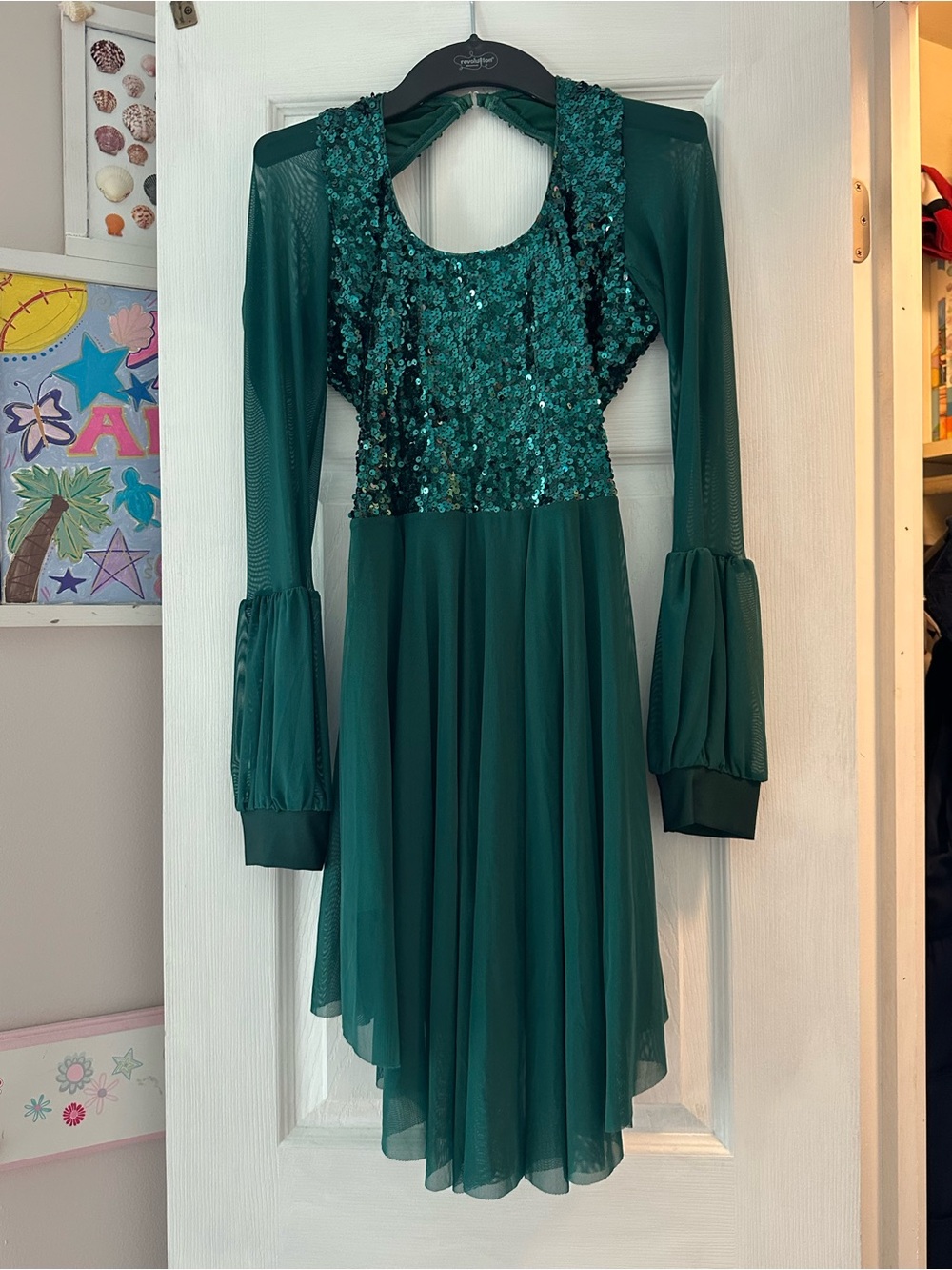 Revolution Teal-Green Sequin Performance Dress FOR DANCE
